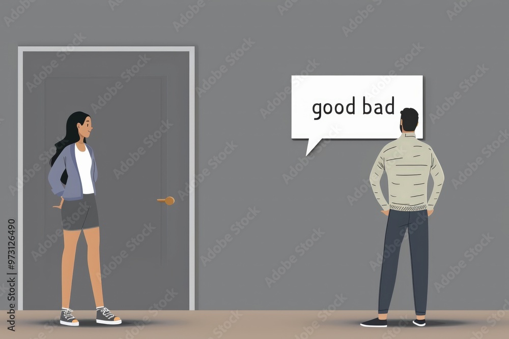 Rustic wooden sign in an autumn park with the words Bad - Good. Beautiful simple AI generated image Rustic wooden sign in an autumn park with the words Bad - Good. Beautiful simple AI generated image