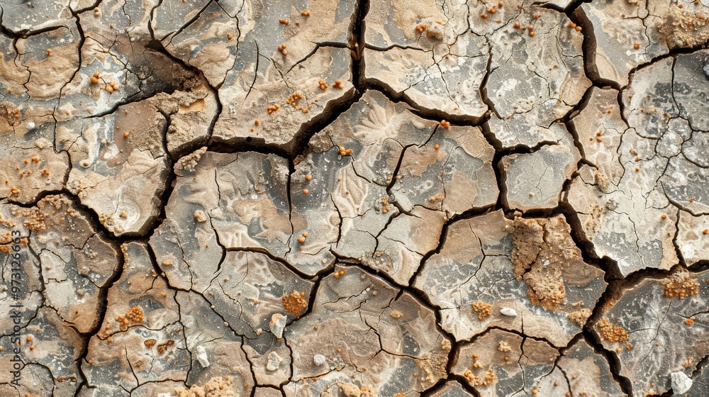 Dry, cracked earth with detailed surface patterns Close-up photo with clean background Dry, cracked earth with detailed surface patterns Close-up photo with clean background