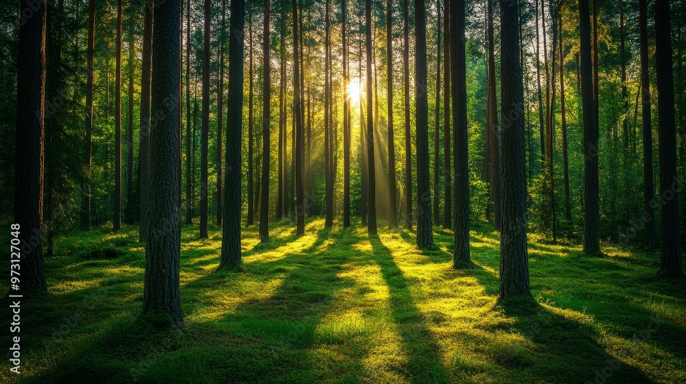 Fototapeta premium Serene Tropical Paradise - A Tranquil Beach with White Sand, Palm Trees, and Clear Blue Water