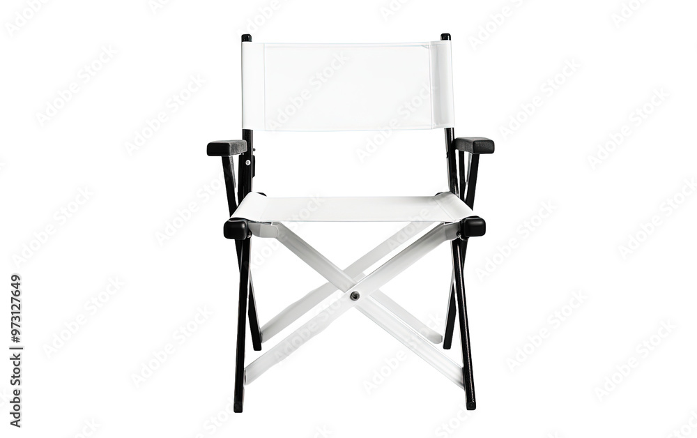 White folding directors chair isolated on white or transparent background White folding directors chair isolated on white or transparent background