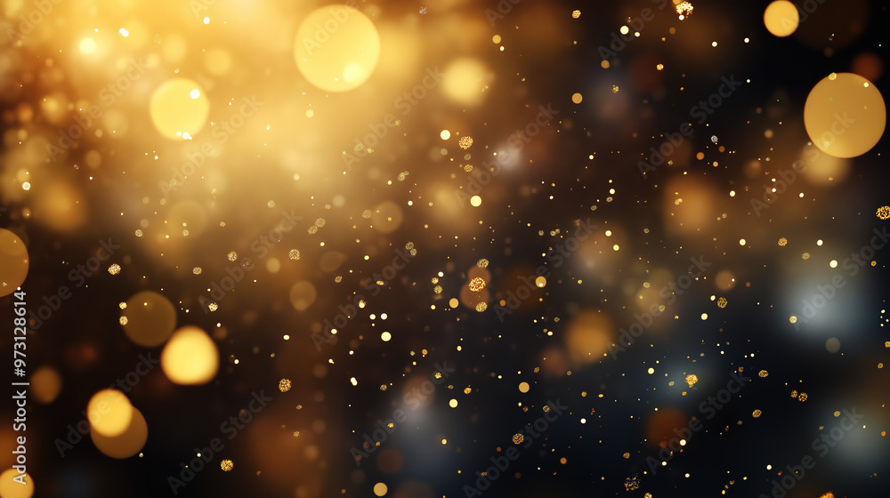 Magical Christmas Background with Flight of Gold Bokeh Particles and Shimmering Light Magical Christmas Background with Flight of Gold Bokeh Particles and Shimmering Light