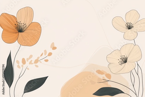 Abstract Floral Illustration with Minimalist Design Elements