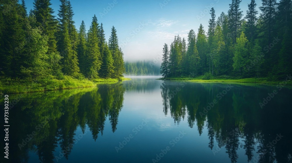 Misty Forest River at Dawn Misty Forest River at Dawn