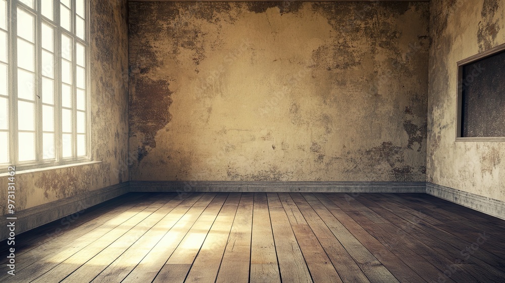 Abandoned Room with Natural Light and Weathered Walls Abandoned Room with Natural Light and Weathered Walls
