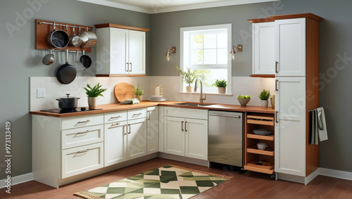 modern kitchen interior with kitchen furniture