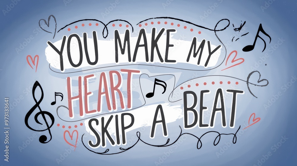Obraz premium Handwritten Quote Card: 'You Make My Heart Skip a Beat'