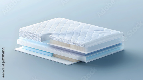 clear cross-section image of the orthopedic mattress, with layers of foam, cooling gel