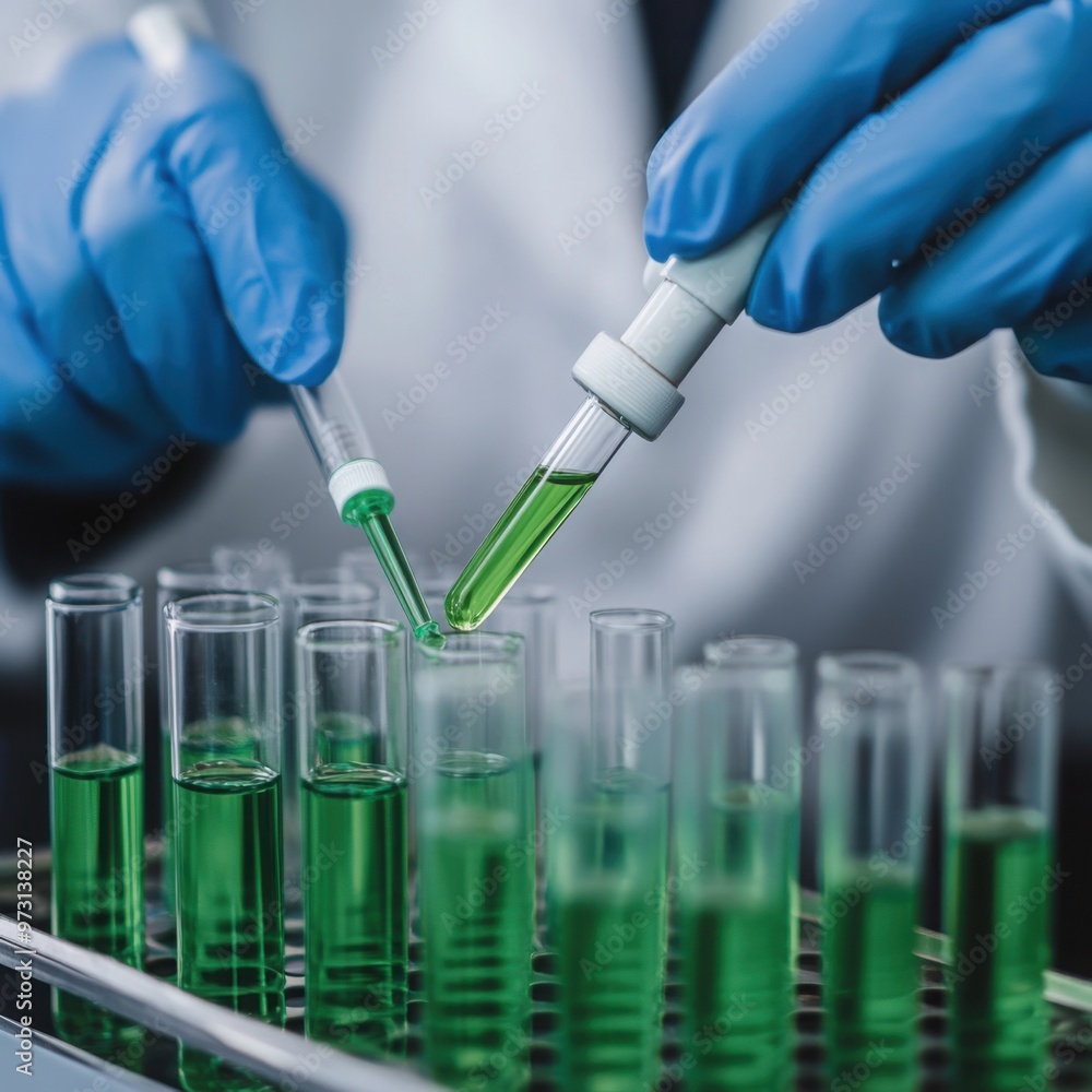 Close-up of scientist injecting a solution into bioengineered cells, high-tech laboratory setting random add Close-up of scientist injecting a solution into bioengineered cells, high-tech laboratory setting random add
