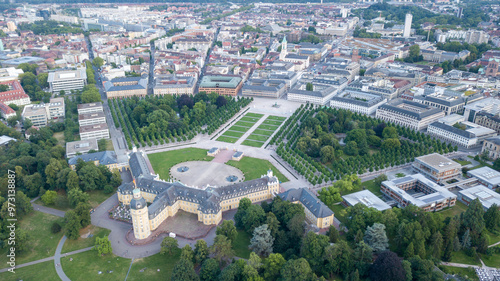 Aerial view of Karlsruhe Palace in Germany