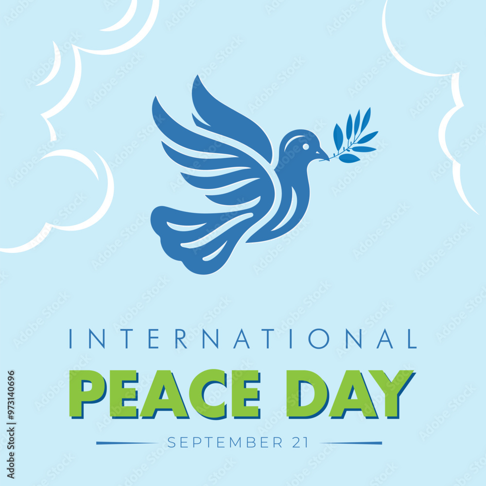 Fototapeta premium International peace day modern creative banner, sign, design concept, social media post, template with text on a blue abstract background
