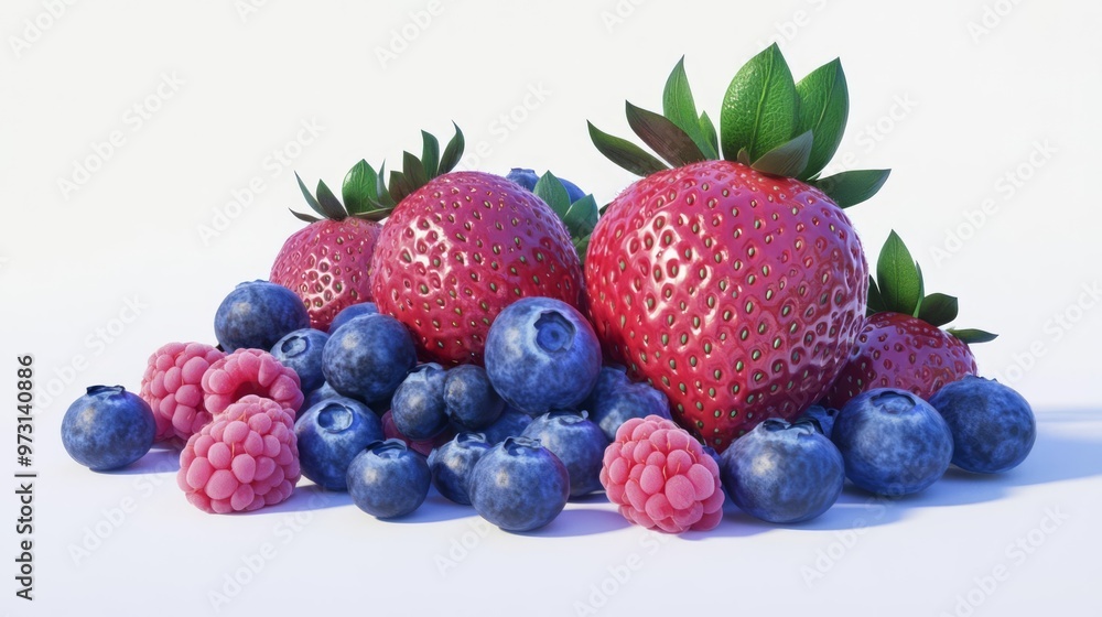 A vibrant assortment of fresh strawberries, blueberries, and raspberries. Ideal for healthy eating and cooking concepts. A vibrant assortment of fresh strawberries, blueberries, and raspberries. Ideal for healthy eating and cooking concepts.