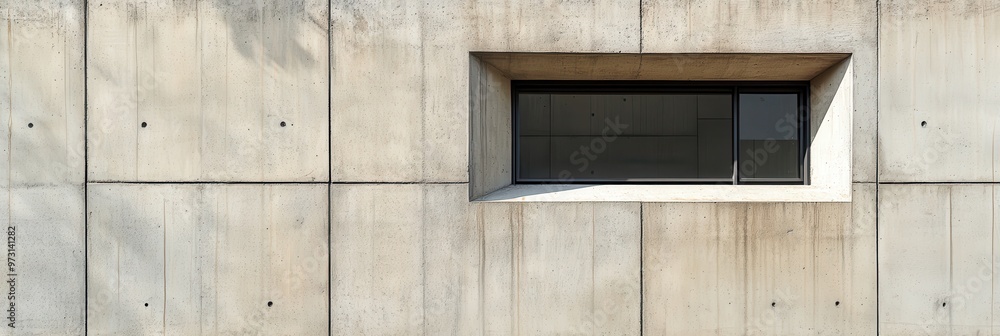 Minimalist Brutalist Architecture: Lone Window in Stark Concrete Wall Minimalist Brutalist Architecture: Lone Window in Stark Concrete Wall