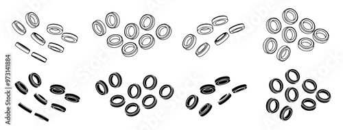 Rings. Nut. Bolt. isometric vector silhouette photo