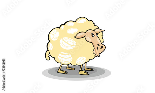 A sheep Cartoon illustration of funny ram farm animal character. Sheep icon, animal head. Lamb symbol. Cute Sheep Vector Illustration cartoon. Adobe Illustrator Artwork