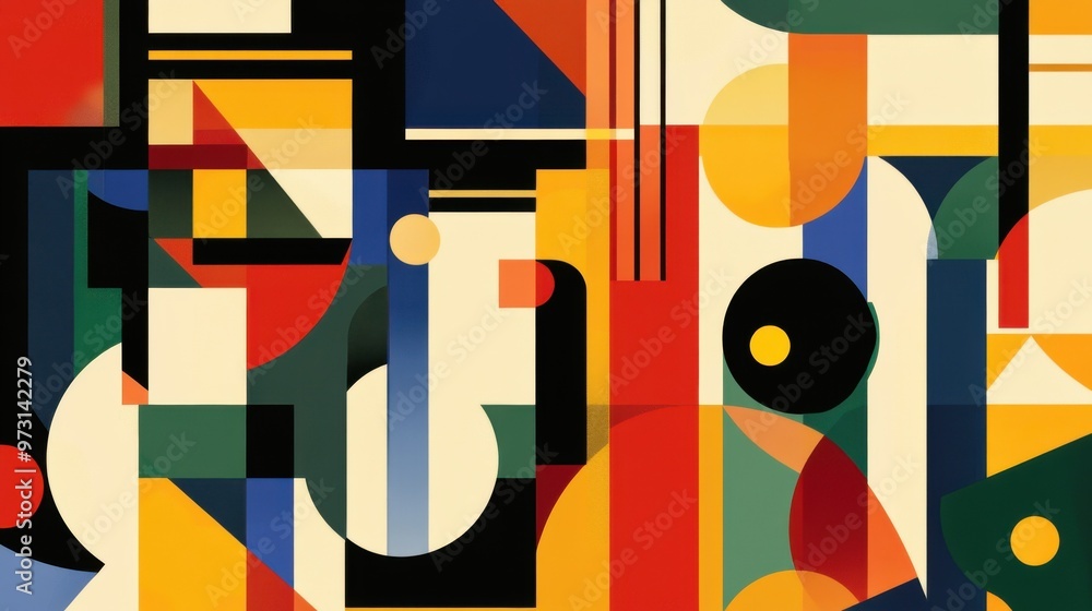 Abstract Geometric Composition with Bold Colors Abstract Geometric Composition with Bold Colors