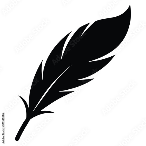 Feather Silhouette Line Art.