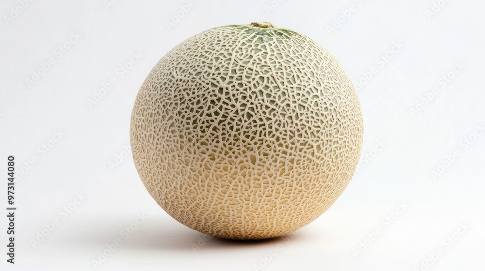 A whole cantaloupe with a textured rind, showcasing its natural appearance. A whole cantaloupe with a textured rind, showcasing its natural appearance.
