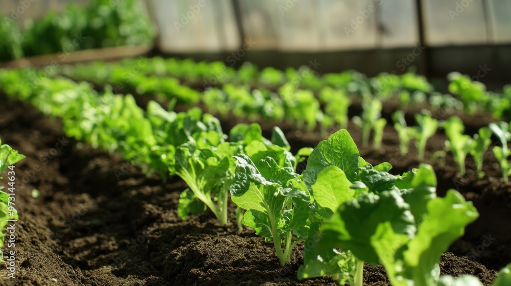 Fresh Green Lettuce Growing in Agricultural Field Fresh Green Lettuce Growing in Agricultural Field