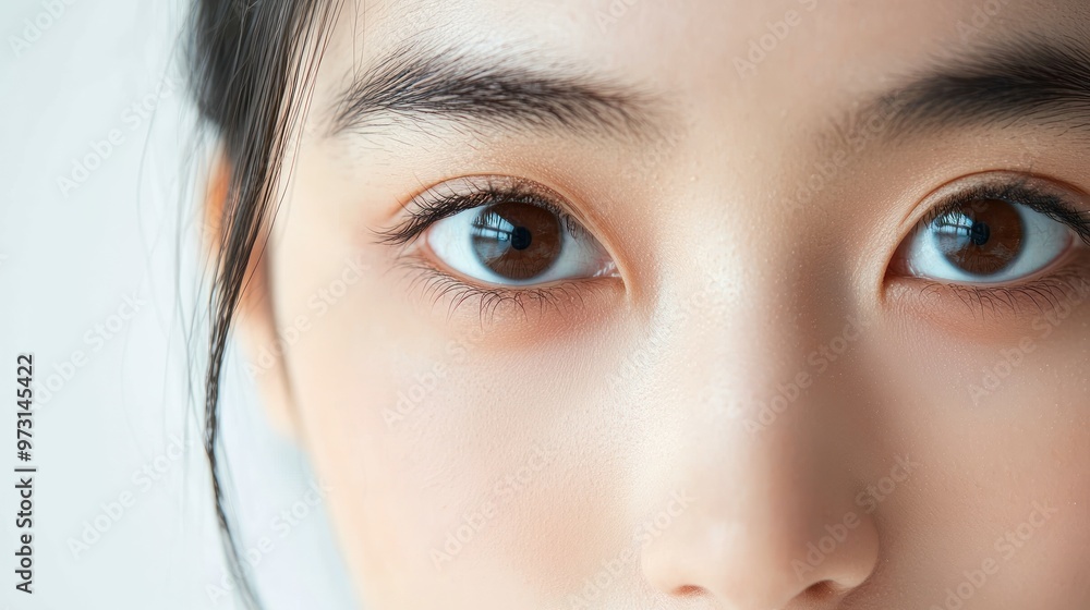 Close-up of a person's eyes, highlighting detail and expression.