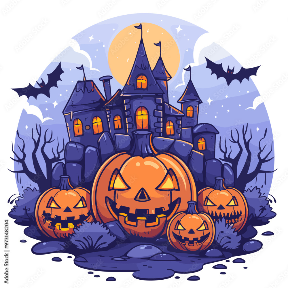 A autumn postcard design for Scary Halloween with Cute characters. Horror story Trick-or-treating. Colorful Vector illustration for flyer and social media post. A autumn postcard design for Scary Halloween with Cute characters. Horror story Trick-or-treating. Colorful Vector illustration for flyer and social media post.