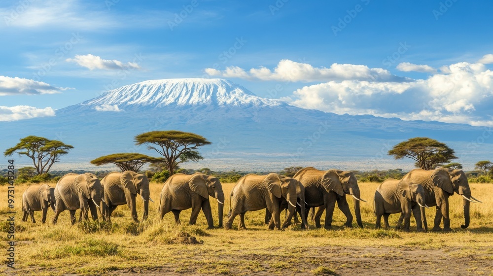 Majestic Elephants Under Mount Kilimanjaro Majestic Elephants Under Mount Kilimanjaro
