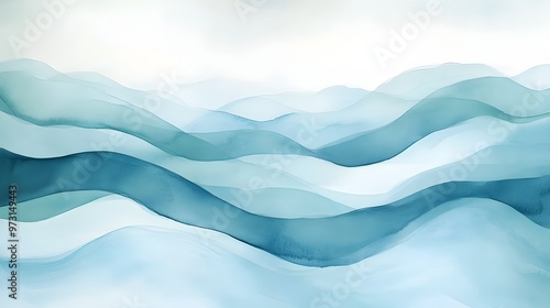 Wallpaper Mural Tranquil Icy Landscape with Misty Mountain Peaks and Flowing Waves of Color Torontodigital.ca