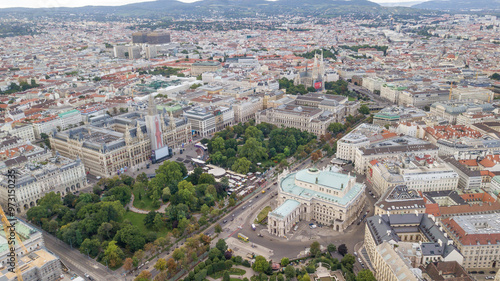 Aerial view of Vienna City Hall and park in Austria