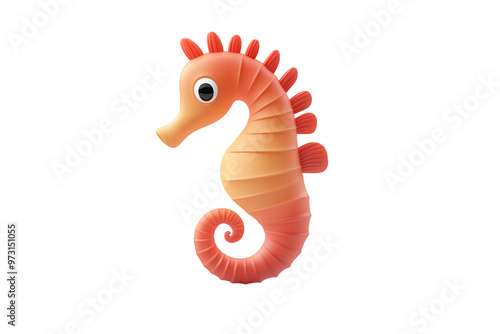 Minimalistic Cartoon Seahorse Illustration | Isolated on Transparent & White Background | PNG File with Transparency photo