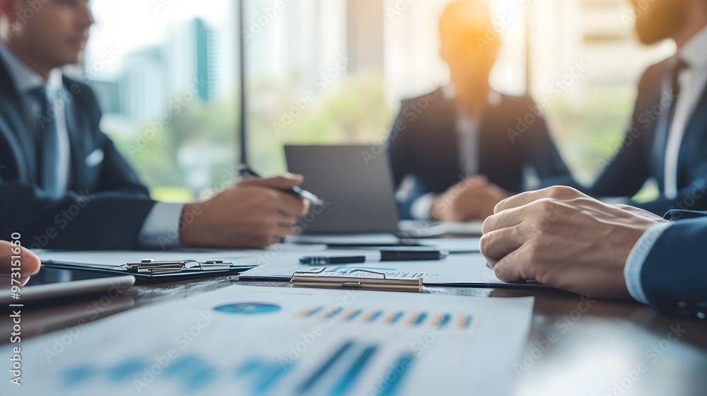 Business Professionals Analyzing Data During a Meeting Business Professionals Analyzing Data During a Meeting