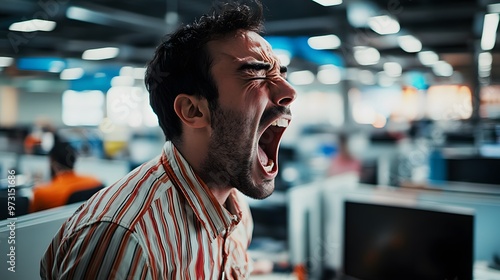 Man Yelling in Office