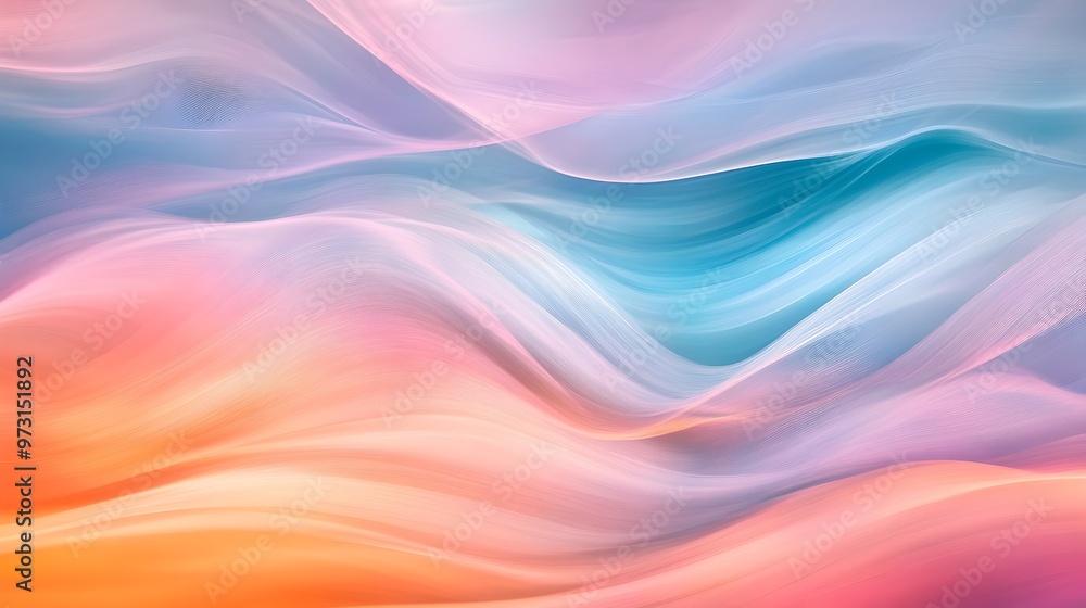 Fototapeta premium Mesmerizing Abstract Fluid Wave Gradient Landscape in Pastel Tones