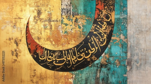 Abstract Arabic Calligraphy with Colorful Background