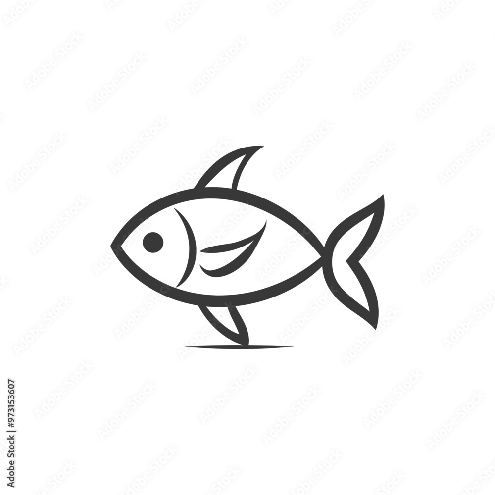 Obraz premium A simple black line drawing of a stylized fish