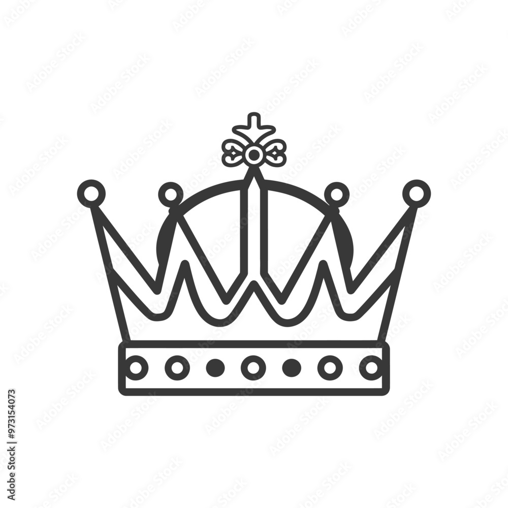 A simple line drawing of a crown with a decorative top A simple line drawing of a crown with a decorative top