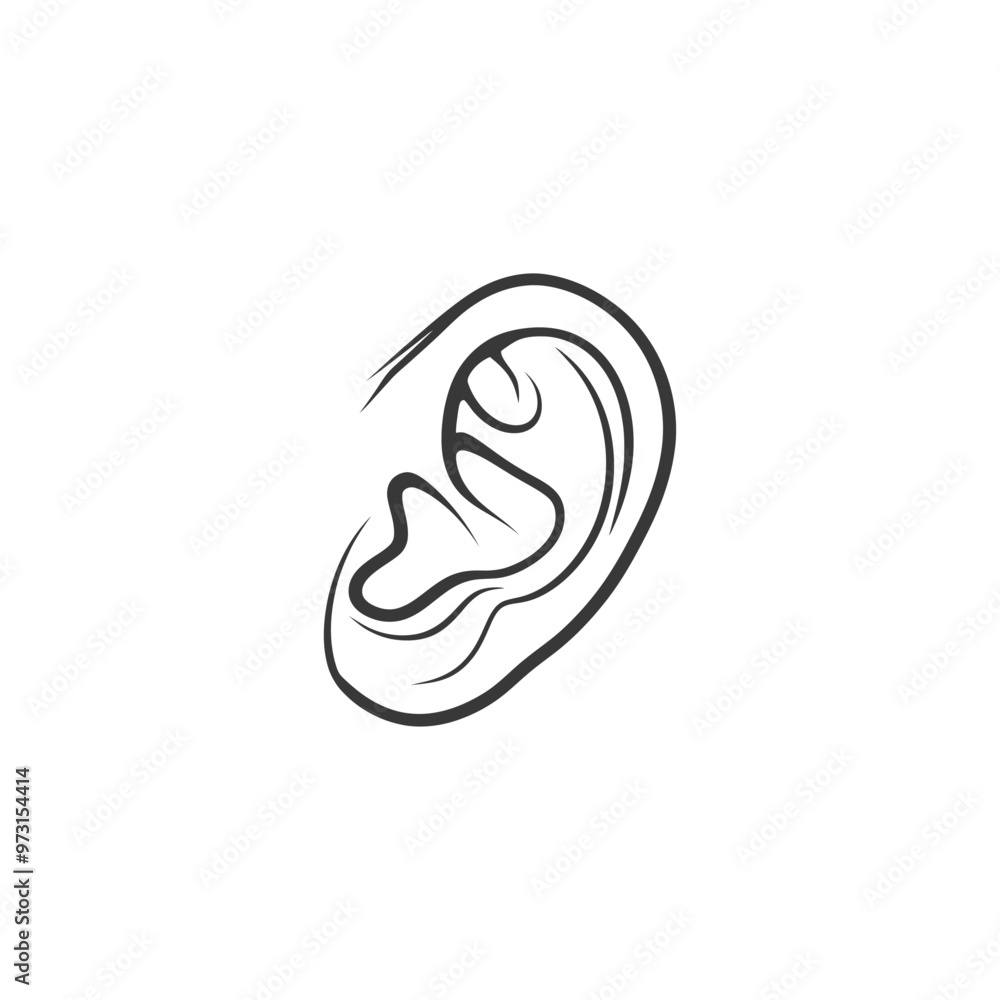 A Simple Line Drawing of a Human Ear A Simple Line Drawing of a Human Ear