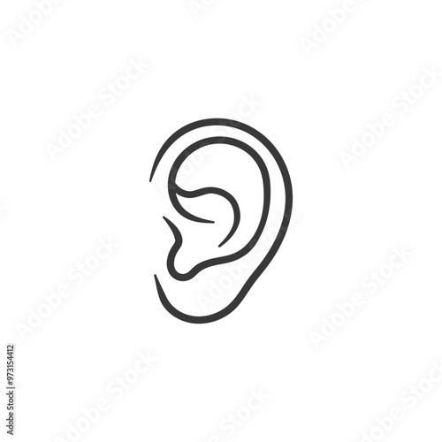 A simple line drawing of a human ear