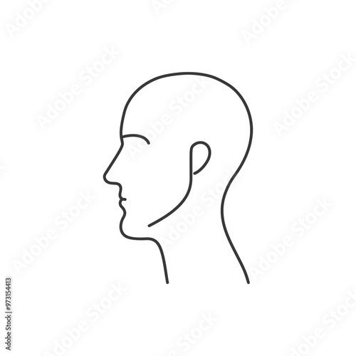 A simple line drawing of a human head in profile