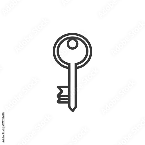 A simple line drawing of a key with a circular head