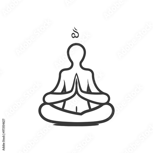 A simple line drawing of a person meditating in the lotus pose