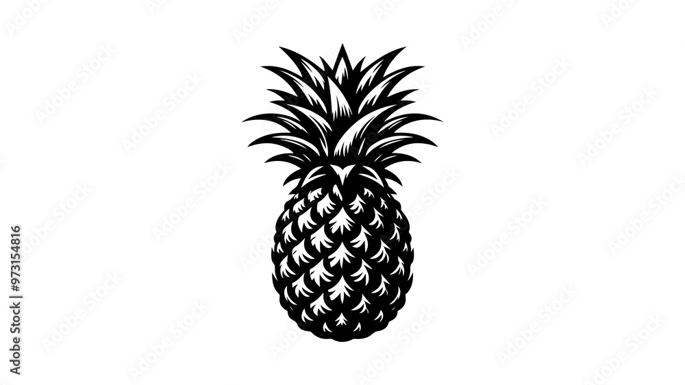 Obraz premium Pineapple silhouette vector illustration.