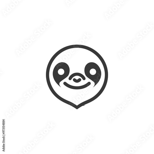 A Simple Line Drawing of a Smiling Sloth Face