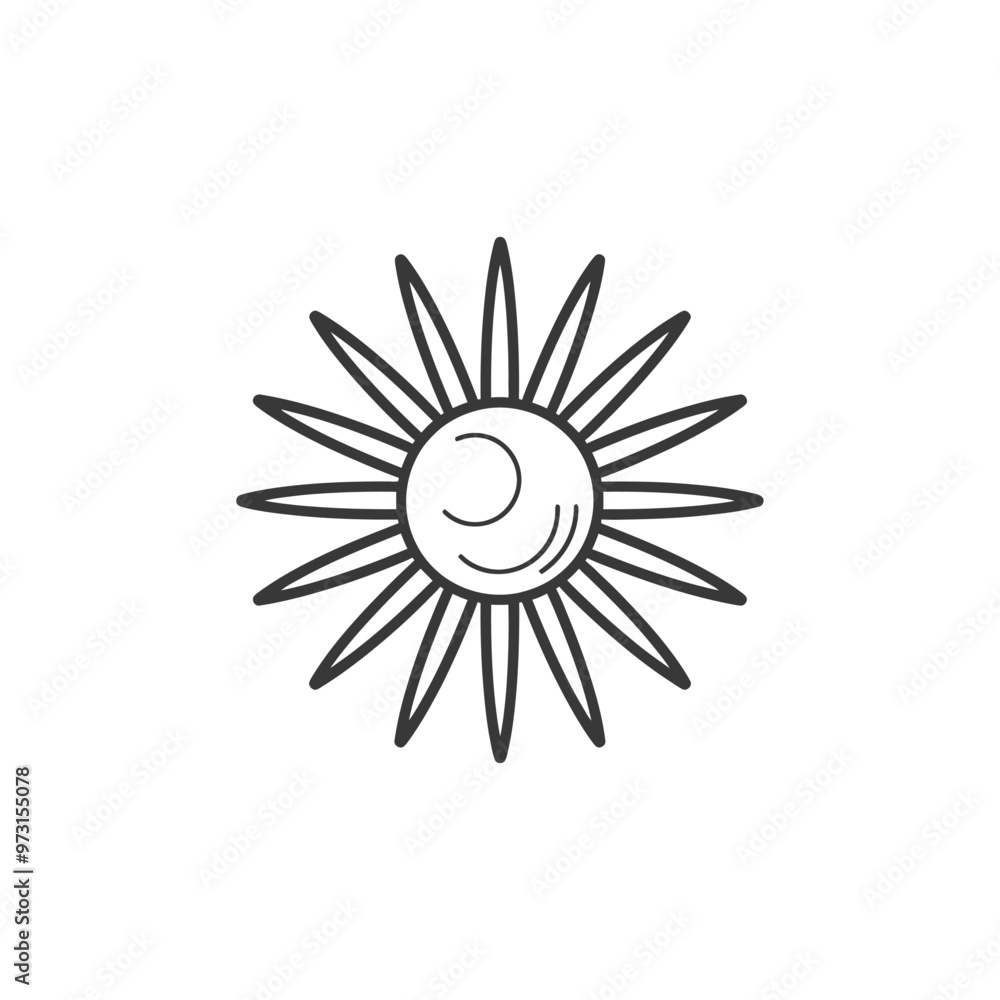 A Simple Line Drawing of the Sun with Rays A Simple Line Drawing of the Sun with Rays