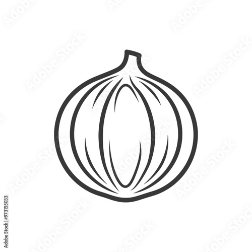 A simple line drawing of a whole onion