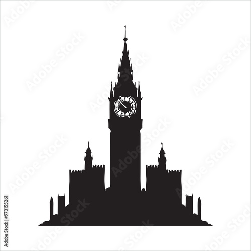 Clock tower mecca icon. Editable icons. silhouette on white background
