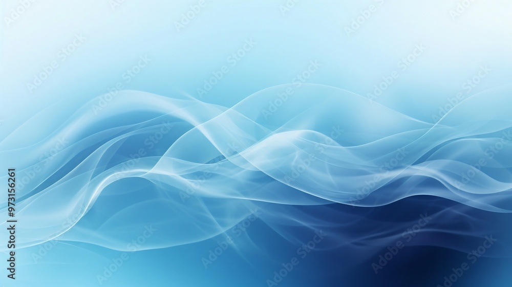 Fototapeta premium Cold blue air currents. Abstract light air effect, wind, and streams of fresh breeze. Design element on the light blue background. 