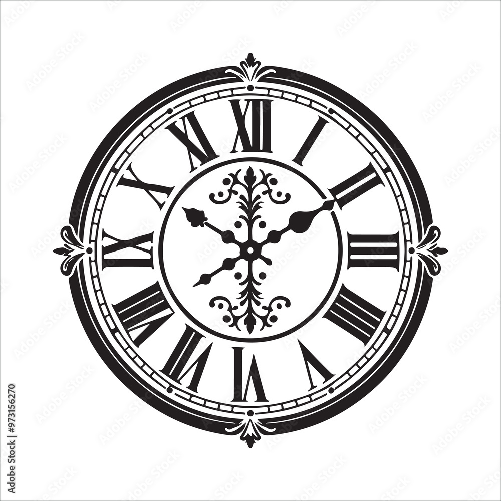 Fototapeta premium Clock silhouette on white background 