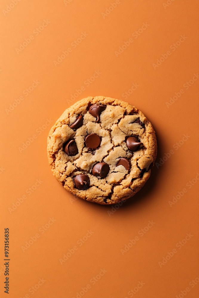 Chocolate Chip Cookie on Orange Background, Minimalist Food Photography
Chocolate Chip Cookie on Orange Background, Minimalist Food Photography