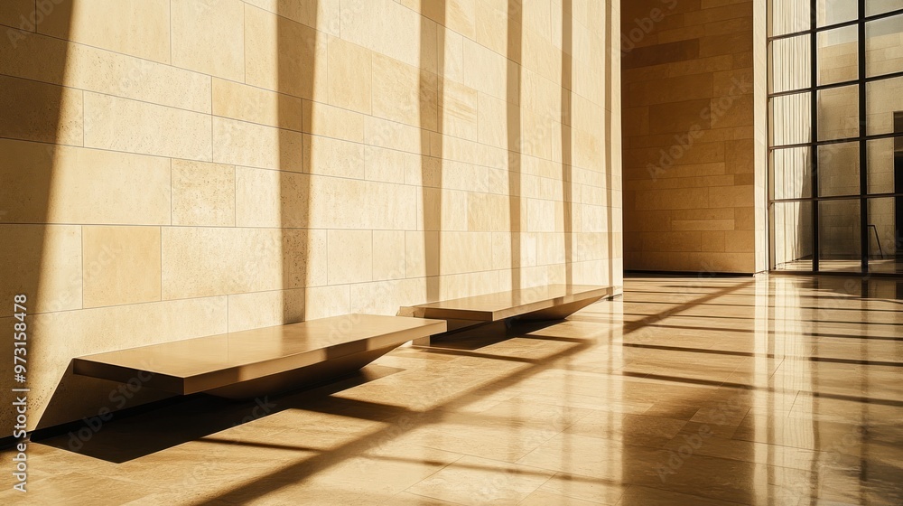 A serene interior space with light and shadow creating a calming atmosphere. A serene interior space with light and shadow creating a calming atmosphere.