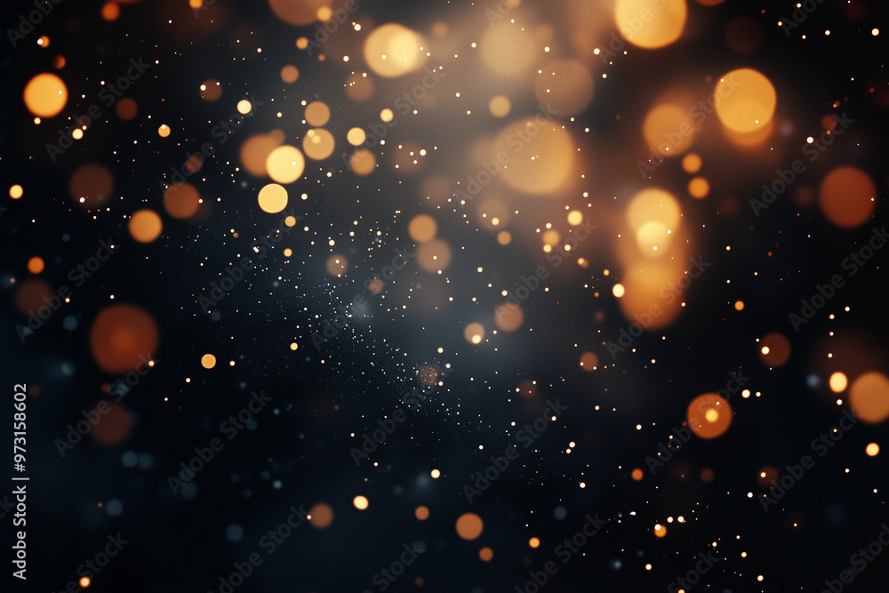 Obraz premium Glowing orbs dance in a dark cosmos with shimmering bokeh effect creating a magical atmosphere