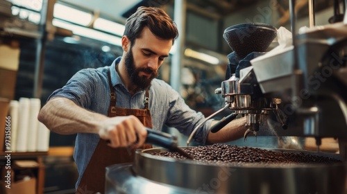 Wallpaper Mural Barista Preparing Fresh Coffee Beans in a Cozy Cafe Torontodigital.ca